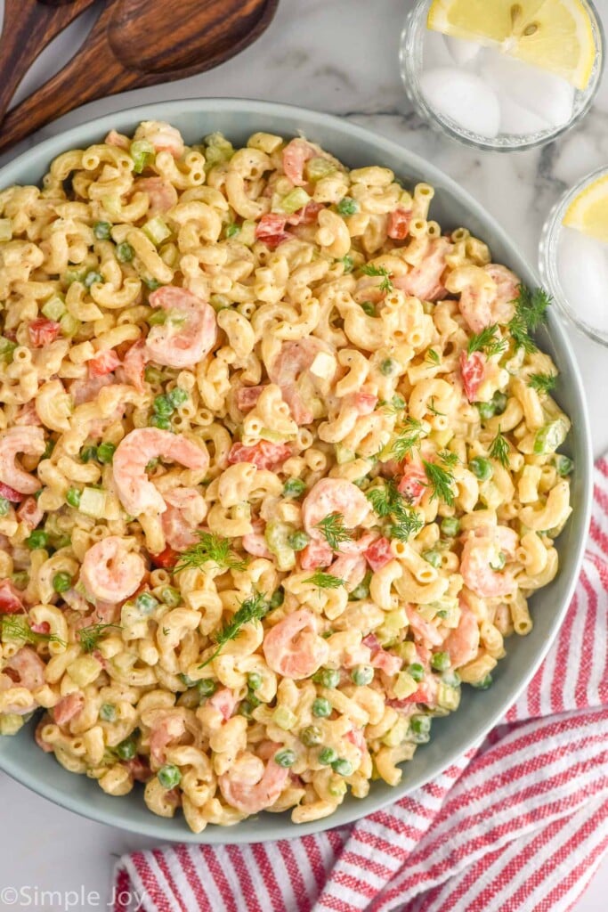 Overhead view of Shrimp Pasta Salad