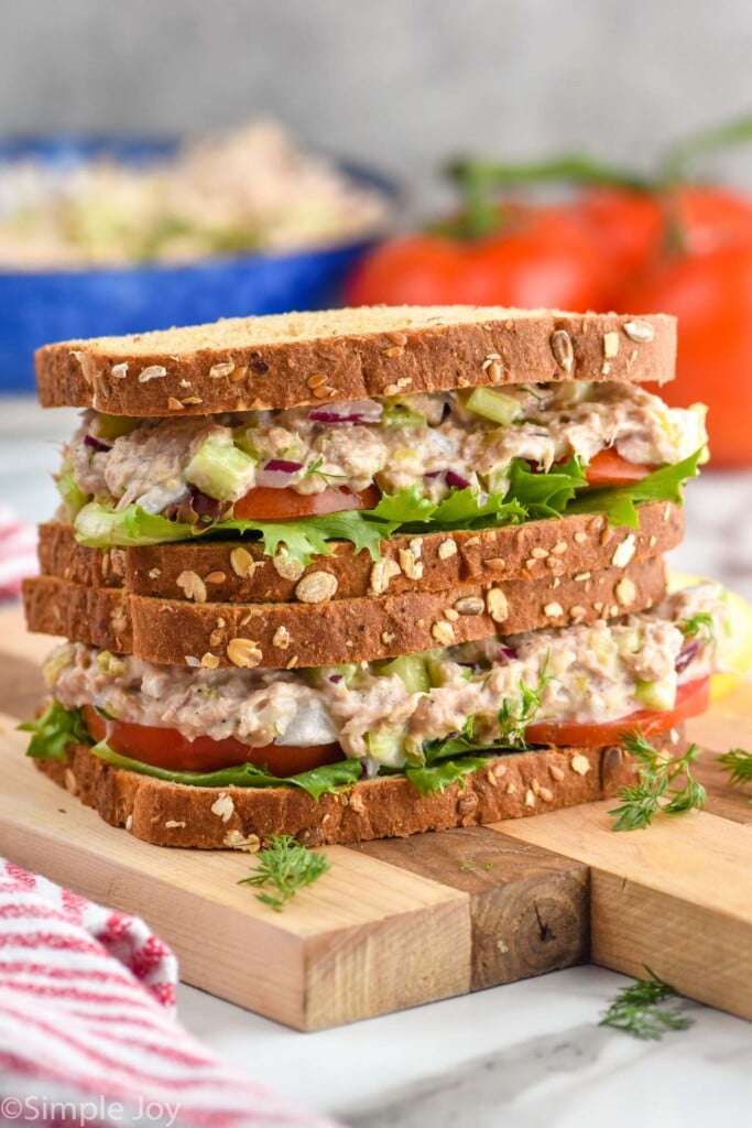 Side view of Tuna Salad sandwiches