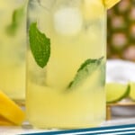 Pinterest graphic for Pineapple Mojito recipe. Image shows Pineapple Mojito. Text says, "Pineapple Mojito simplejoy.com"