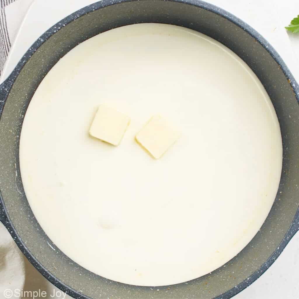 butter and cream in a skillet