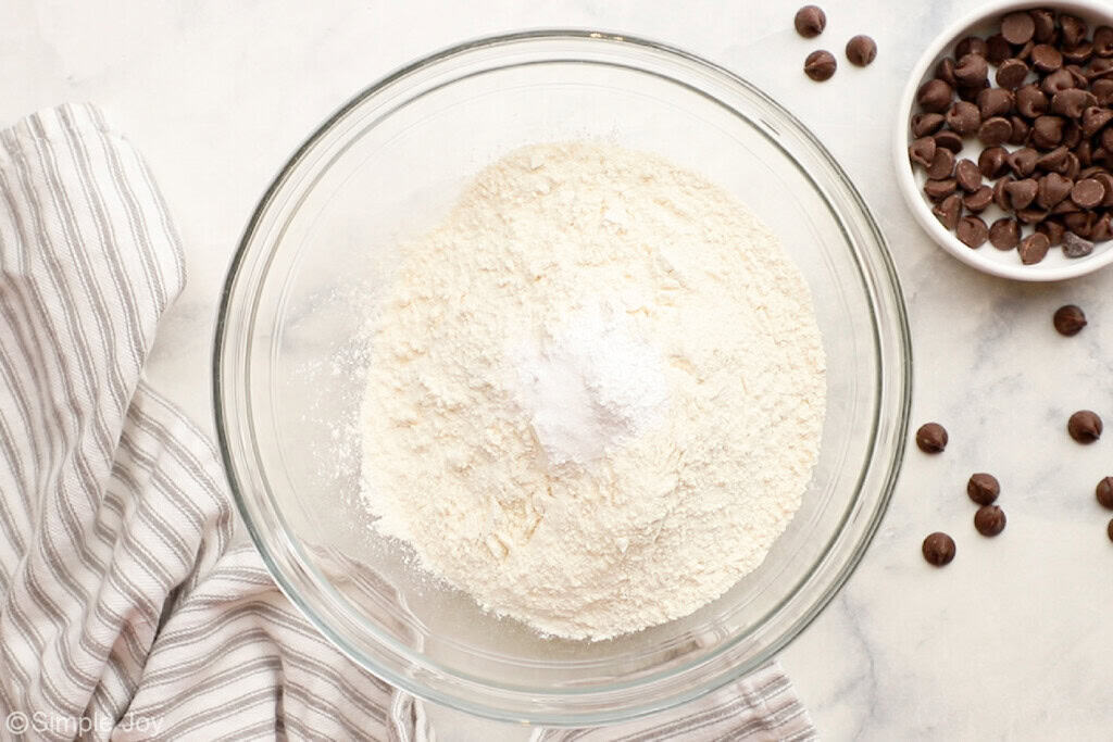 dry ingredients combined in a bowl to make cookies