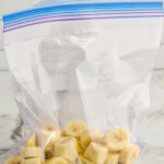 ziplock bag of peeled and diced banana to show How to Freeze Bananas - 6