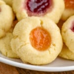 Close up photo of Thumbprint Cookies on a platter - 13