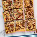 pinterest graphic photo of overhead of cut up magic bars, says: magic bars simplejoy.com - 1