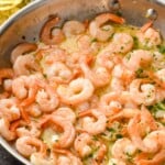 skillet of Garlic butter shrimp with sauce and fresh parsley - 7