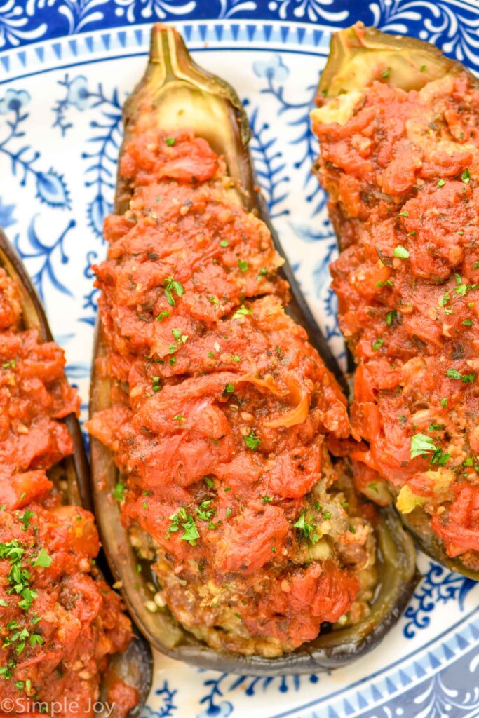 Close up of Stuffed Eggplant on a plate