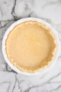 Overhead view of baked blind bake pie crust