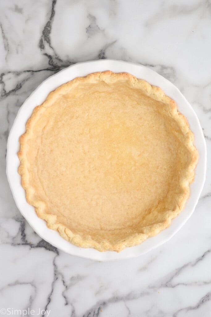 Overhead view of baked blind bake pie crust