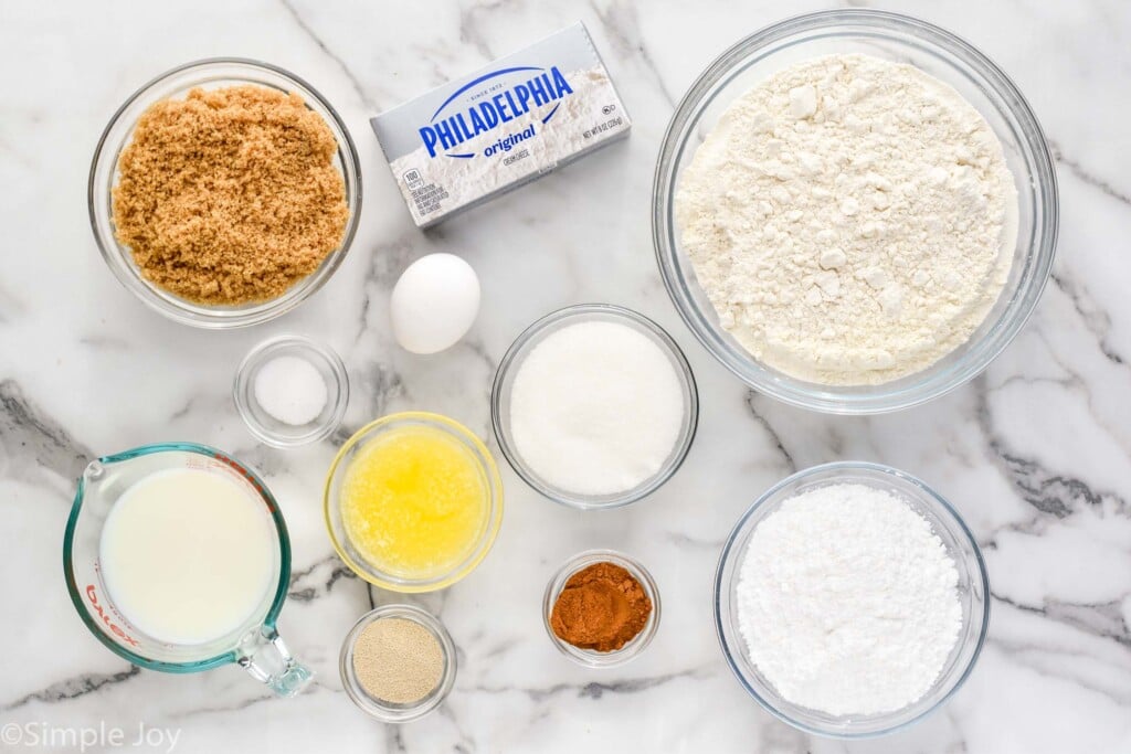overhead of overhead of Cinnamon Rolls ingredients