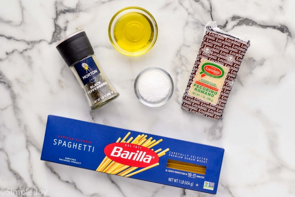 Overhead of Cacio E Pepe ingredients