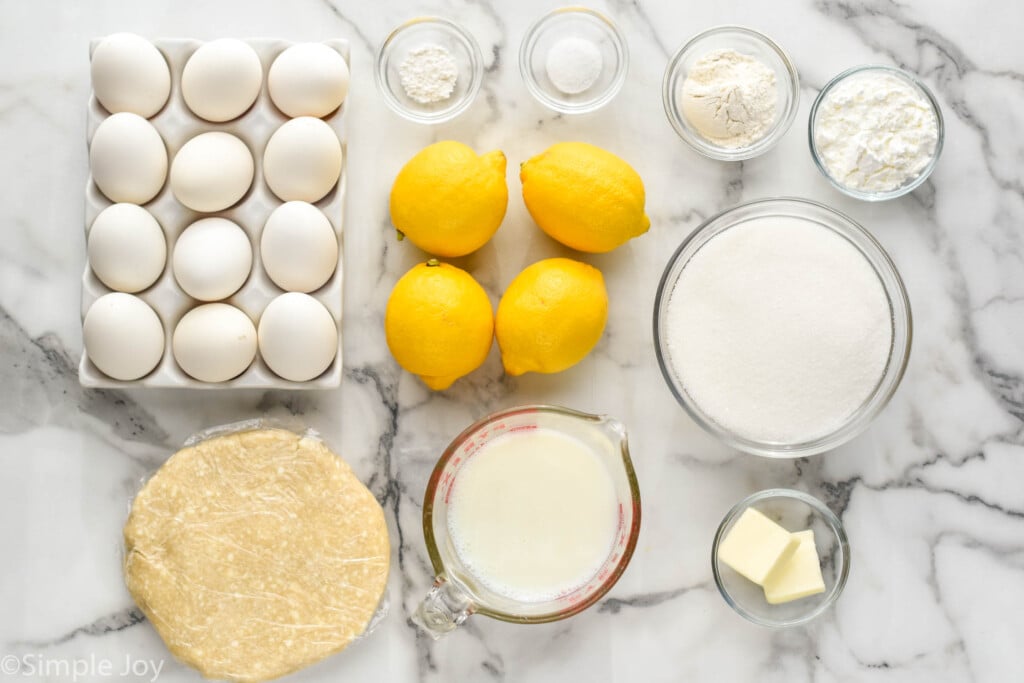 overhead of Lemon Meringue Pie ingredients