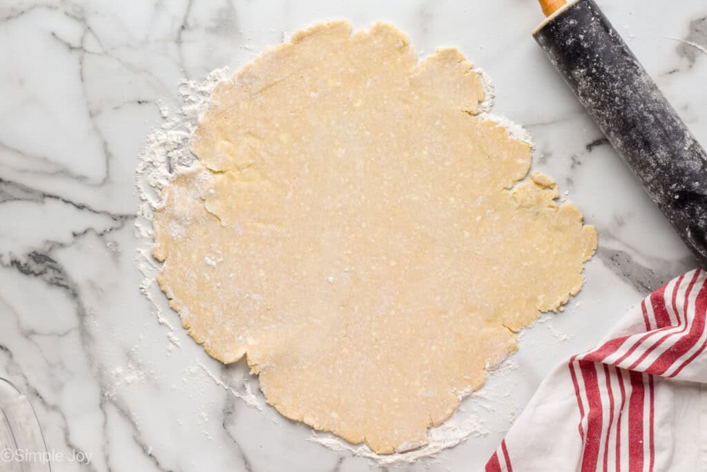 overhead of pie crust rolled out