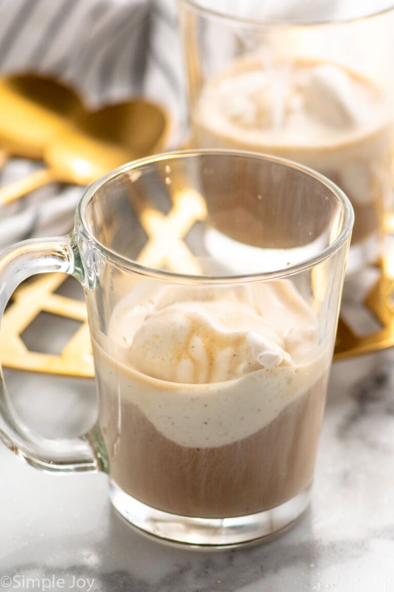 Mugs of Affogato with spoons beside