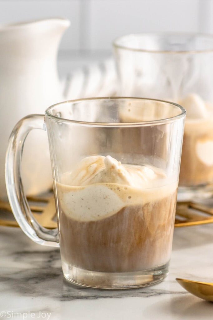 Side view of a mug of Affogato recipe