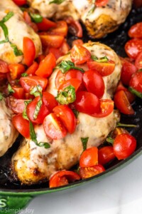 Close up view of Bruschetta Chicken