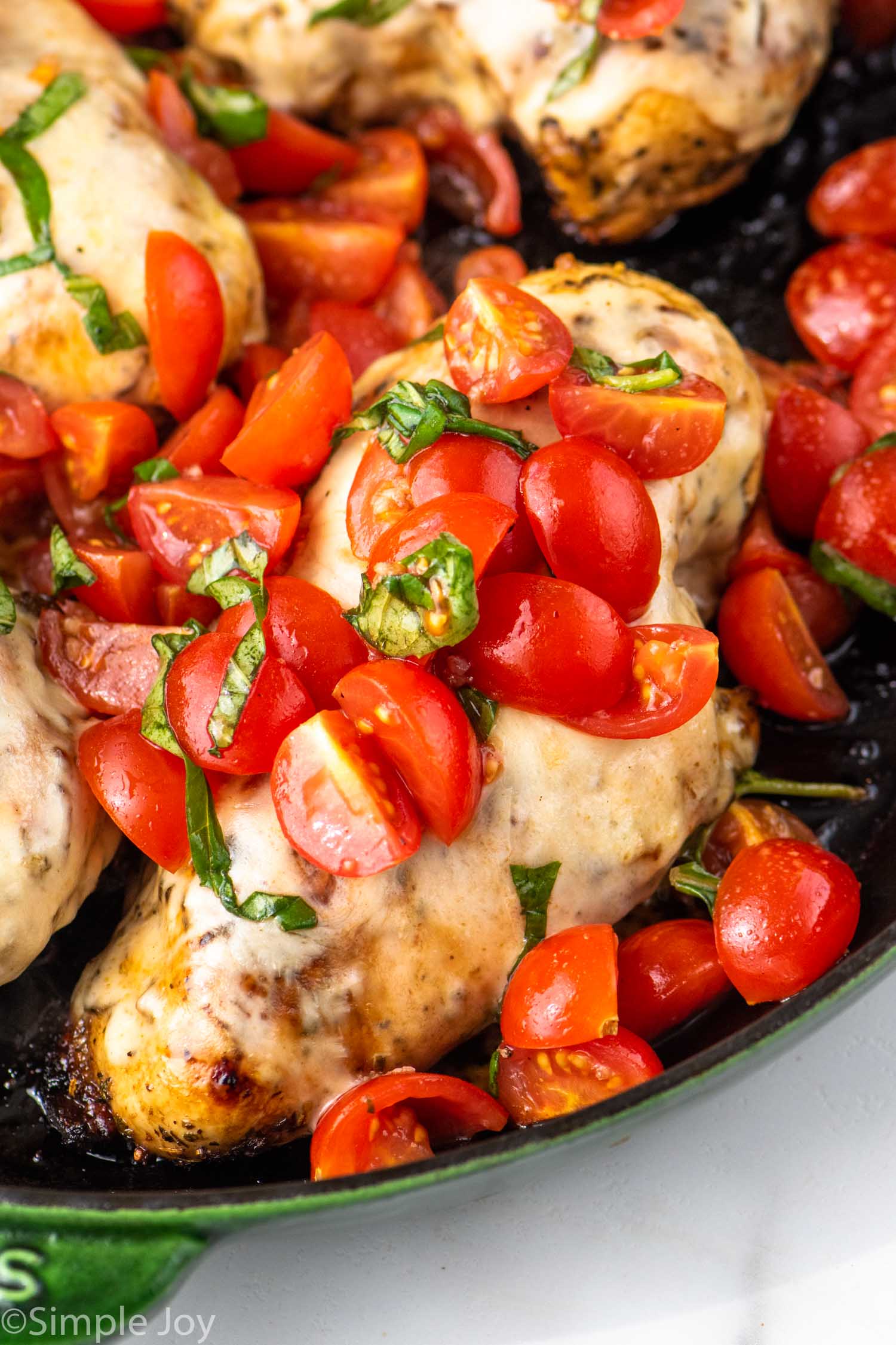 Close up view of Bruschetta Chicken