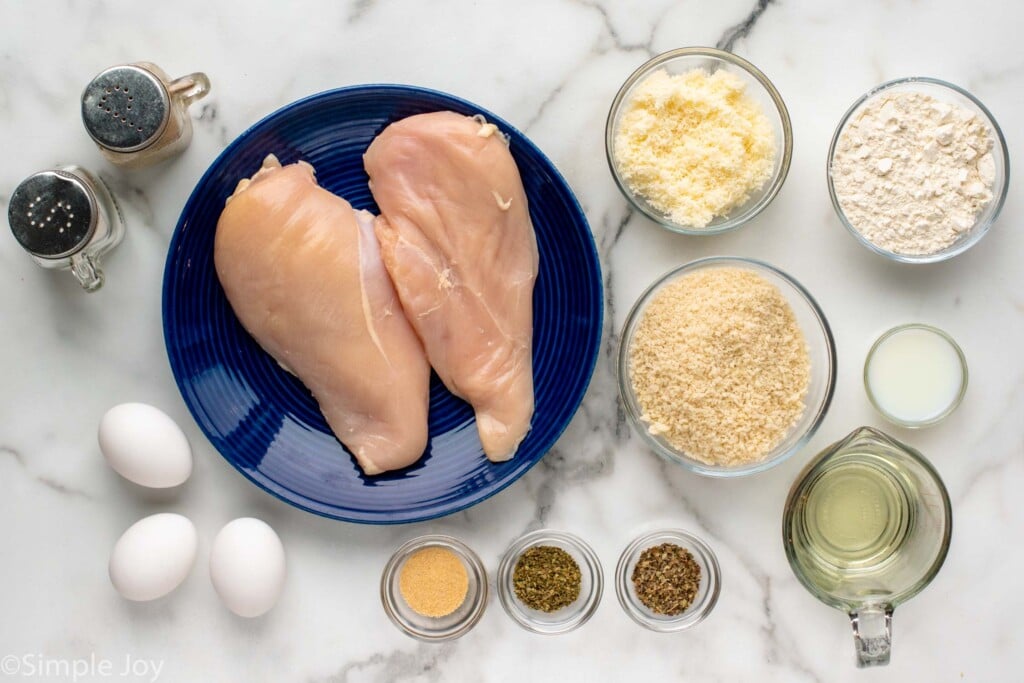 overhead of Parmesan Crusted Chicken ingredients