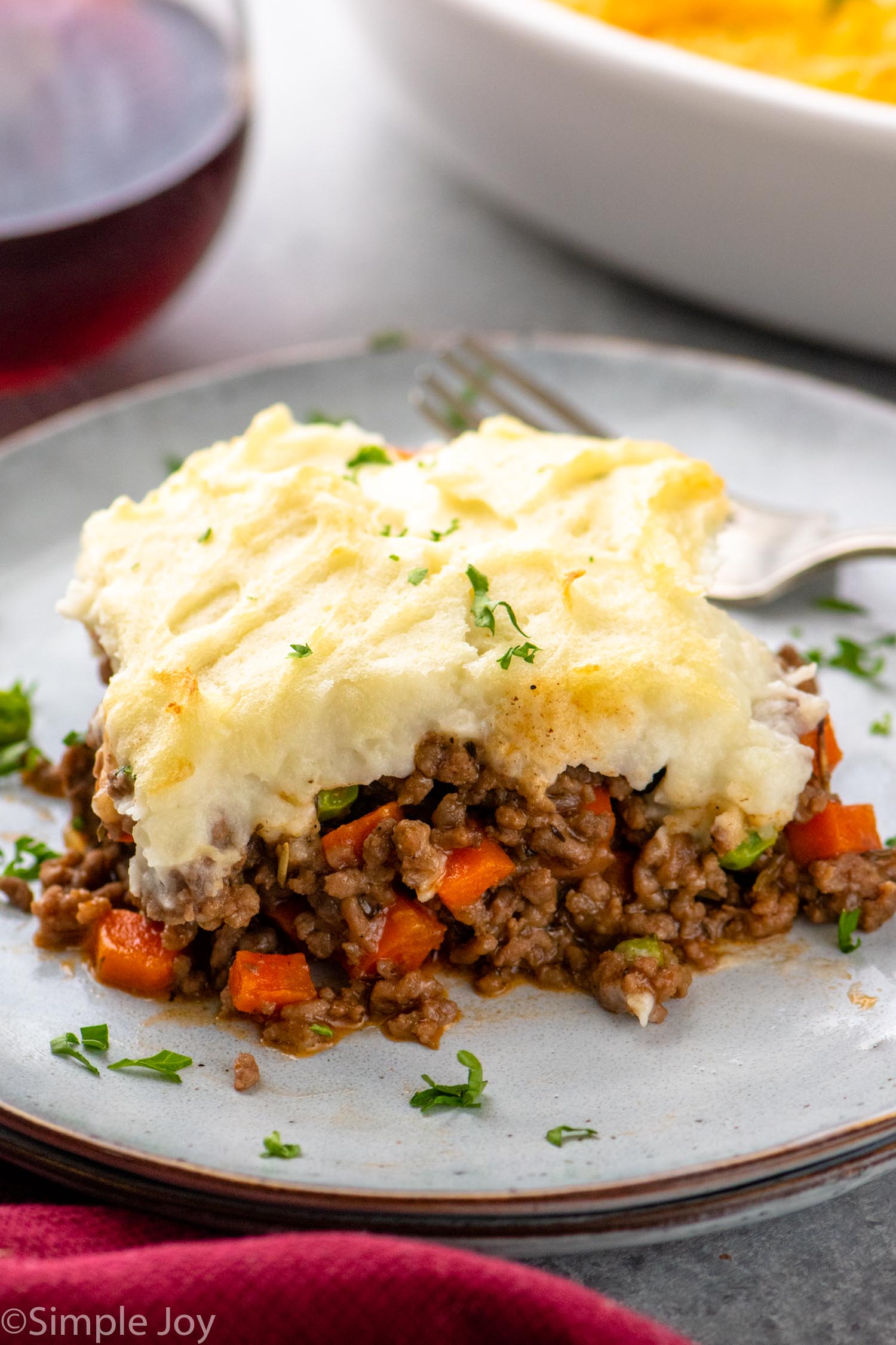Piece of Shepard's Pie served on plate