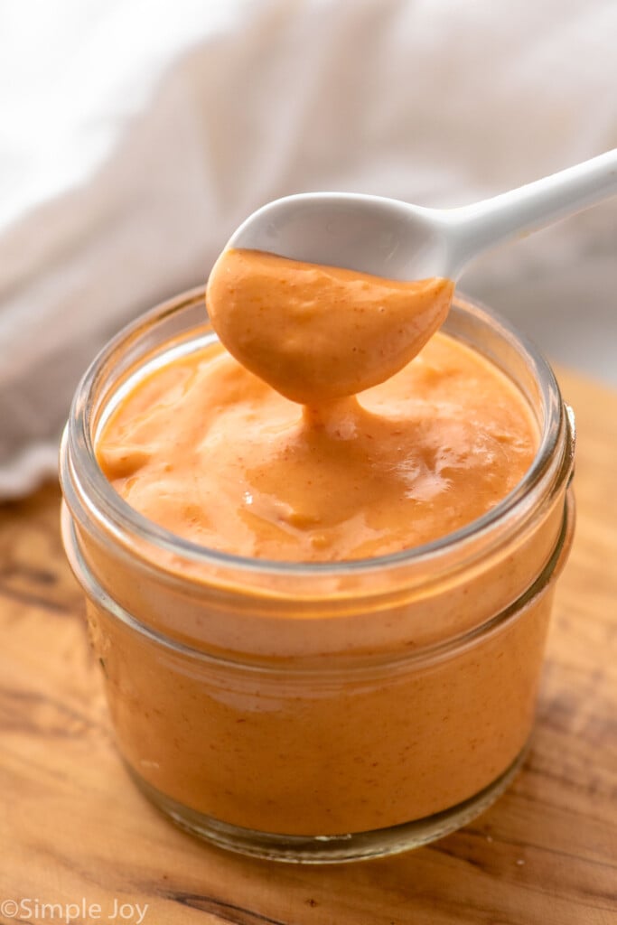 Jar of Sriracha Mayo with a small spoon - 3