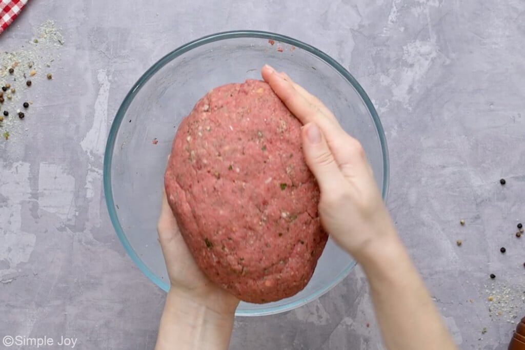 meat mixture being formed into a meatloaf - 5