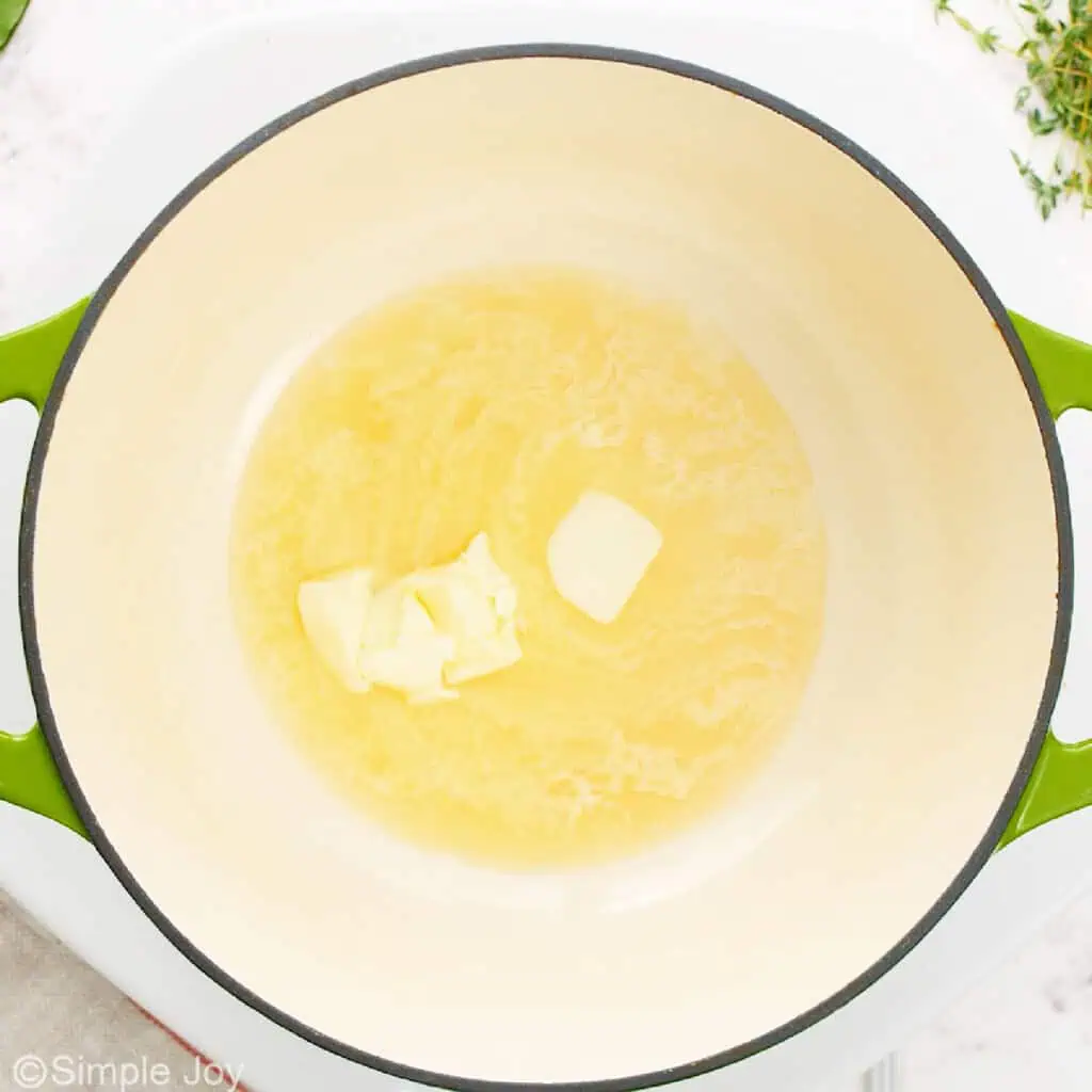 butter melting in a soup pot