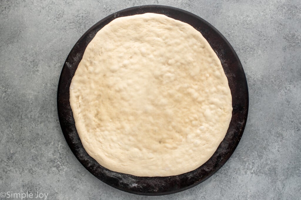 Overhead view of a crust for White Pizza recipe. - 4