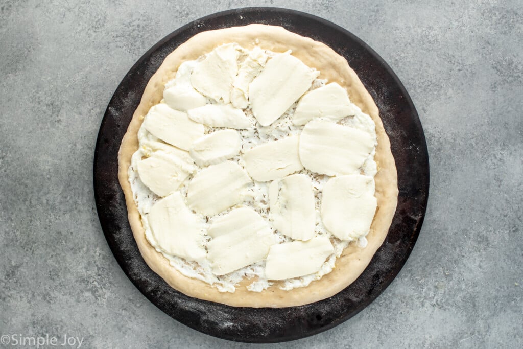 Overhead view of White Pizza recipe in process. - 6