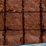 Pinterest graphic for Fudgy Brownie Recipe. Image shows overhead view of Fudgy Brownies cut into squares. Text says, "Fudgy Brownies simplejoy.com."
