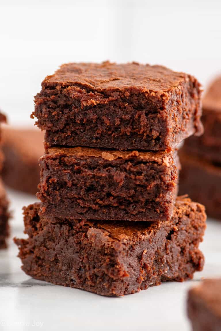 Side view of stack of Fudgy Brownies