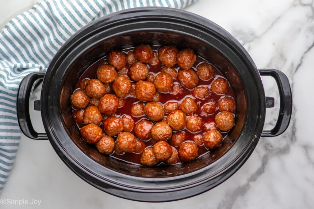 Overhead view of Grape Jelly Meatballs recipe - 9