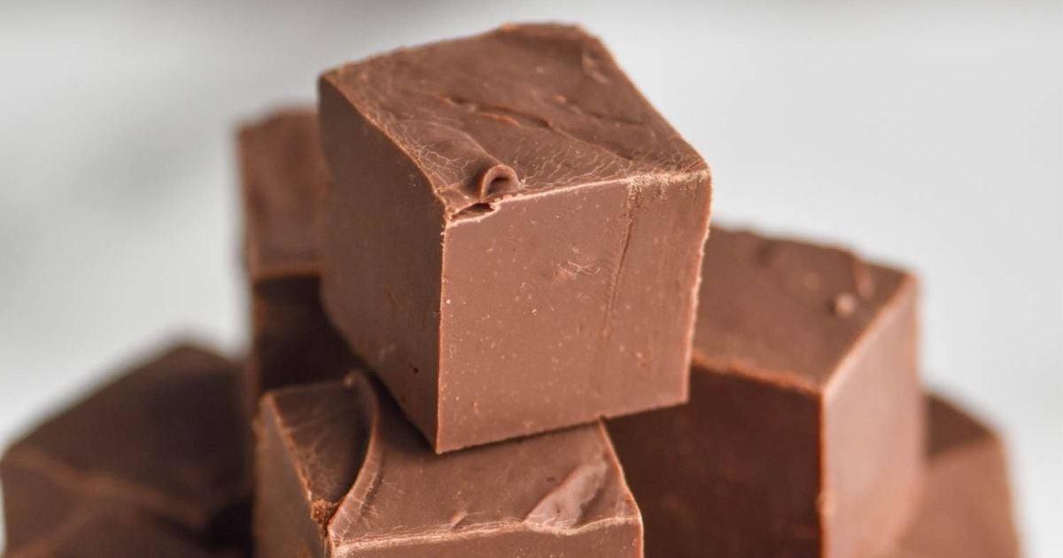 close up of a piece of easy fudge recipe - 15
