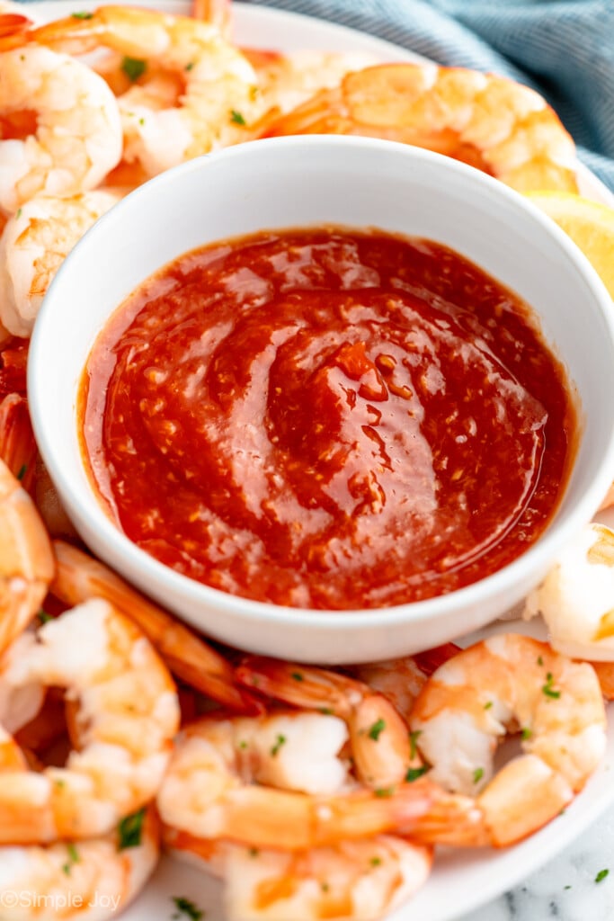 Platter of shrimp with bowl of Shrimp Cocktail Sauce for dipping - 6