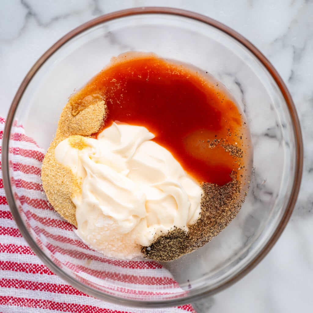 Overhead view of ingredients for Buffalo Chicken Salad dressing recipe - 8