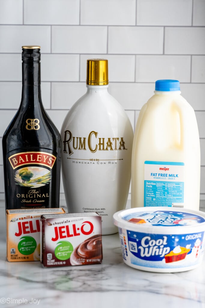 Ingredients for Pudding Shots on countertop. - 5