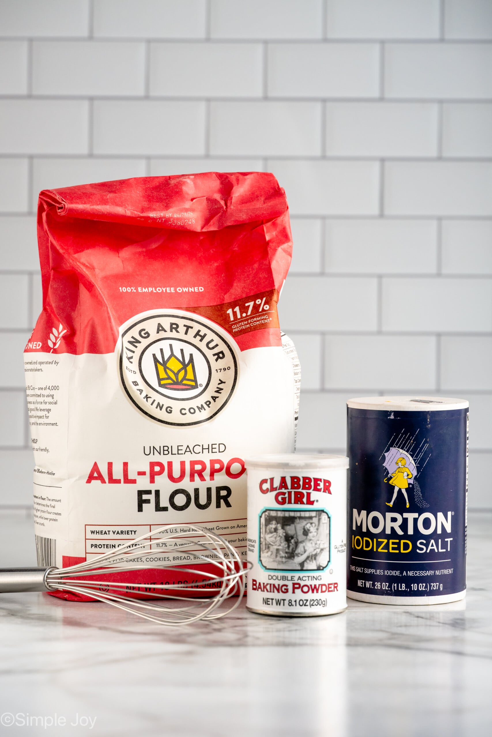 Ingredients for Self Rising Flour recipe on countertop