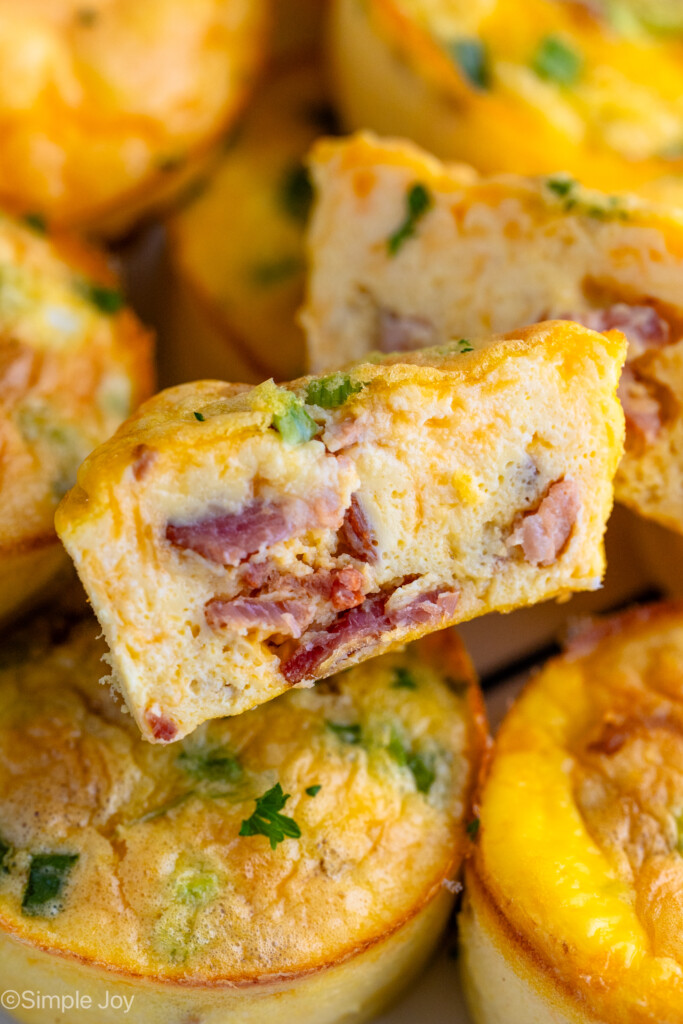 Cottage Cheese Egg Bites with one cut open to see add-ins inside