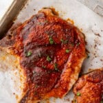 Baked Pork Chop on a baking sheet