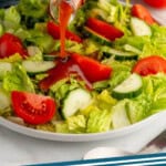 pinterest graphic of Catalina dressing being poured over a salad, says: Catalina dressing simplejoy.com