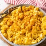 Bowl of Deviled Egg Potato Salad with two forks