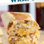 Pinterest graphic of crack chicken wrap. Says "crazy good crack chicken wraps simplejoy.com" photo shows 3 crack chicken wraps stacked on top of each other