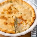 easy chicken pot pie in pie plate
