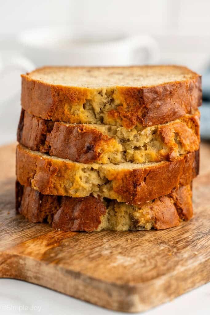 Stack of banana bread slices