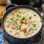 two bowls of chicken pot pie soup